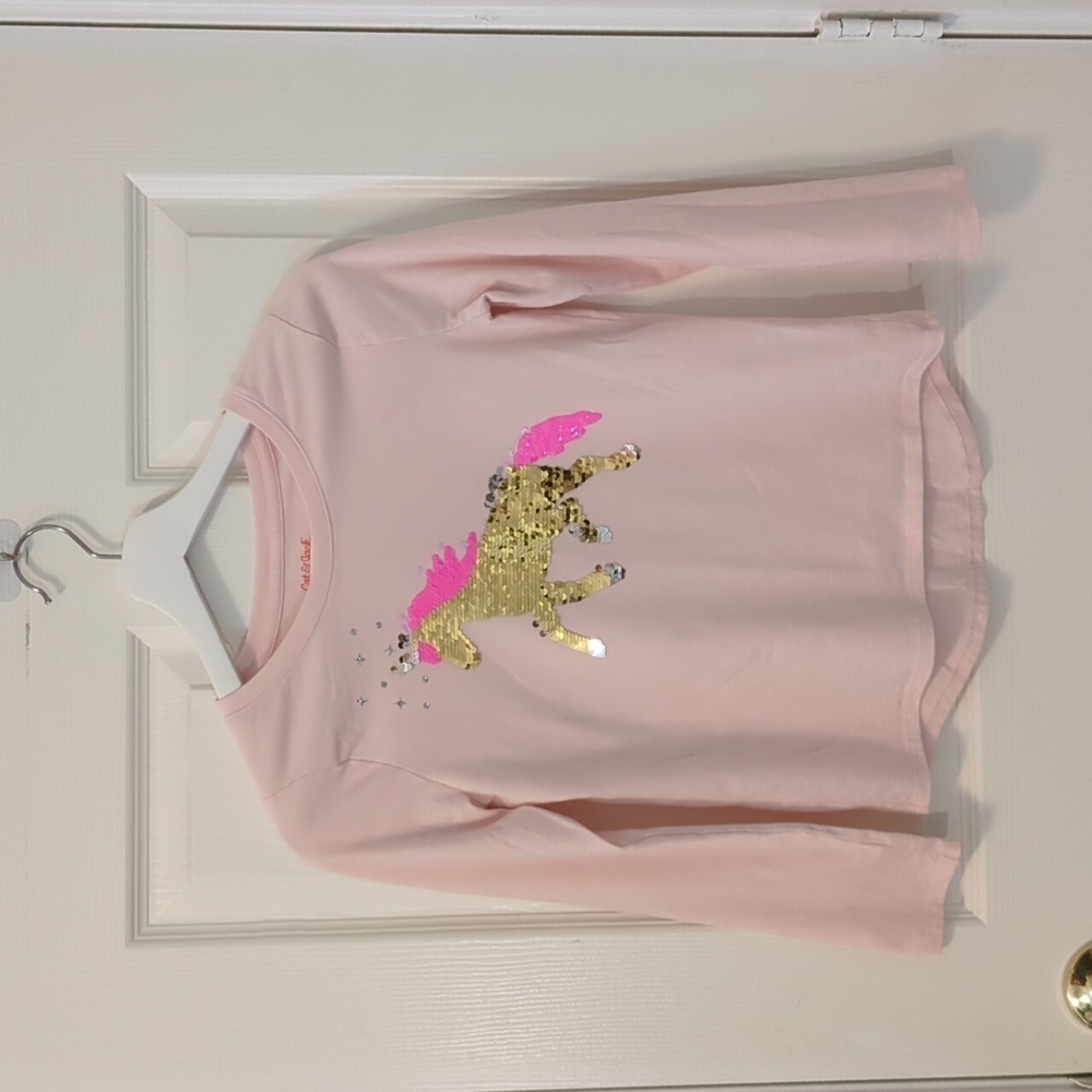 Cat & Jack reversible sequins L/S unicorn tee